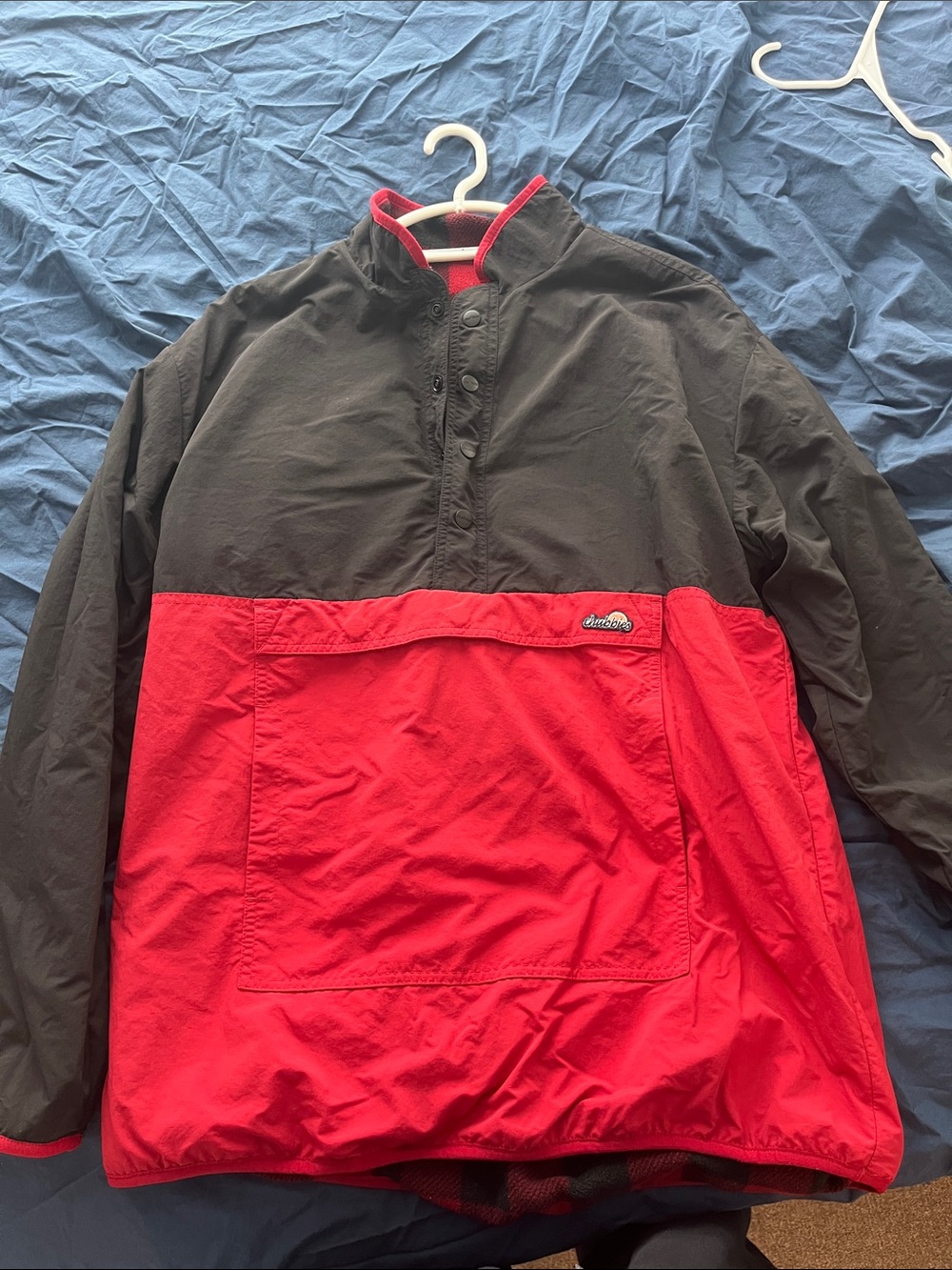 chubbies Black and Red Pullover Windbreaker Jacket
